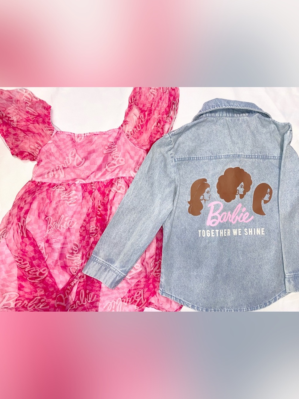 🎀✨Barbie Light Wash Denim Jacket & Barbie Puff Sleeve Dress Bundle ✨🎀